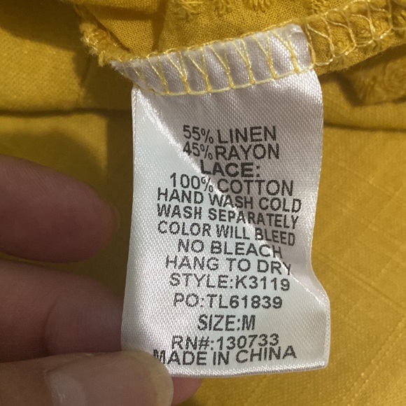 UMGEE linen dress with ruffles embroidery sleeves and hem size M - Picture 8 of 8